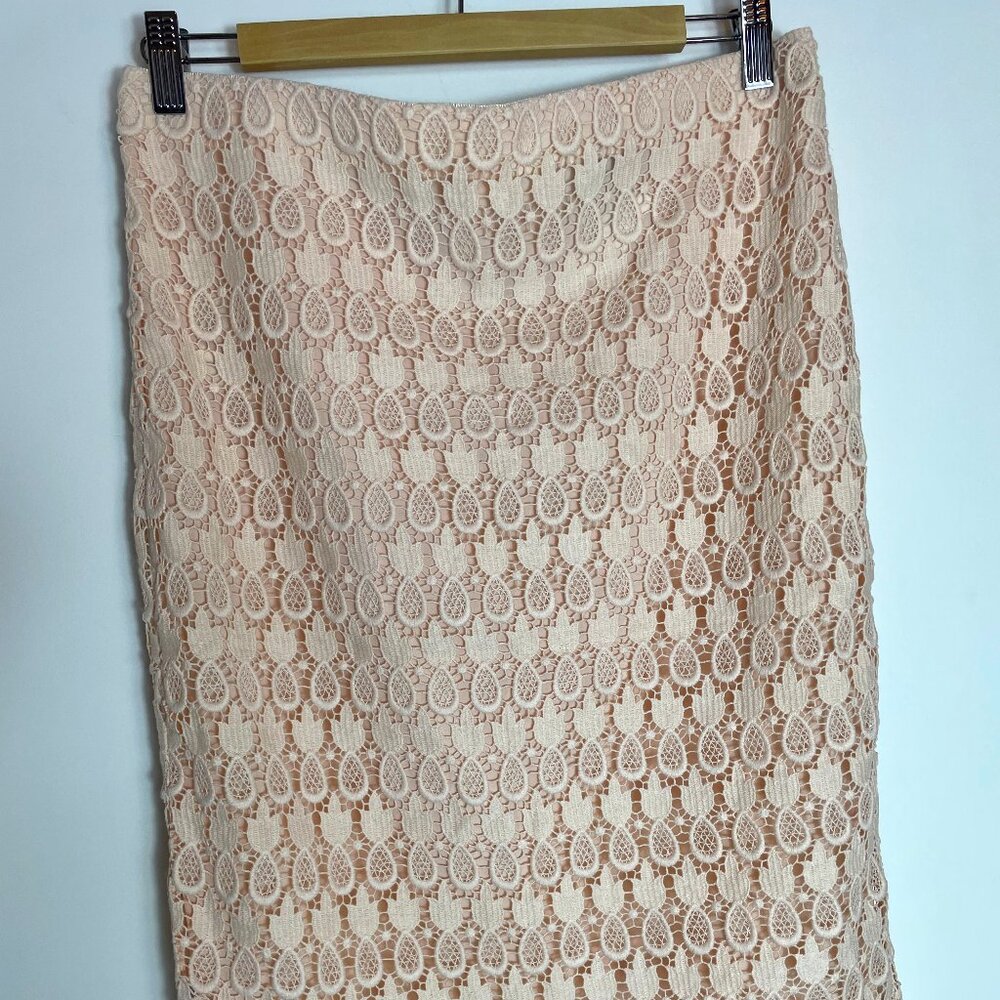 Ann Taylor Pencil Skirt Lace Pink Peach Size 10 NWT